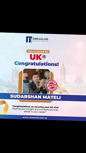 🎉🎉 Congratulations to 𝐒𝐮𝐝𝐚𝐫𝐬𝐡𝐚𝐧 𝐌𝐚𝐭𝐞𝐥𝐢 for successfully securing a visa to study in the 𝐔𝐊 🇬🇧 We are thrilled to be a part of your journey to success! Wishing you all the best as you embark on this exciting new chapter. 🌍🎓 𝐓𝐡𝐚𝐧𝐤 𝐲𝐨𝐮 𝐟𝐨𝐫 𝐭𝐫𝐮𝐬𝐭𝐢𝐧𝐠 𝐮𝐬 𝐰𝐢𝐭𝐡 𝐲𝐨𝐮𝐫 𝐝𝐫𝐞𝐚𝐦𝐬! 💙 🌟 Secure your spot for the Upcoming 2025 Intake Today! . 𝐂𝐨𝐧𝐭𝐚𝐜𝐭 𝐮𝐬 𝐟𝐨𝐫 𝐦𝐨𝐫𝐞 𝐢𝐧𝐟𝐨𝐫𝐦𝐚𝐭𝐢𝐨𝐧: 🏢 : DreamLink Education Network (Head Office) 📍 : 3r