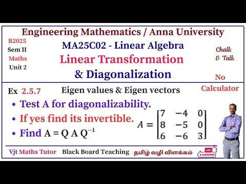 Test Diagonalizability | Linear Transformation | Diagonalization | MA25C02 | Linear Algebra | Sum 7