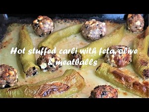 Hot stuffed carli paprika with feta, olive & meatballs recipe