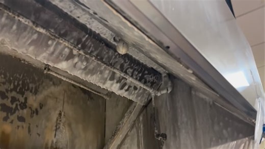 Our foaming degreaser applied to a kitchen exhaust hood. The grease never stood a chance. | Power Clean