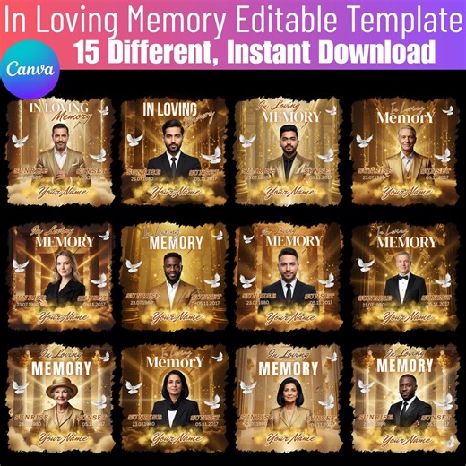 15 in Loving Memory Canva Editable Template, Memorial &funeral Bundle, Remembrance Memorial T-shirt Sublimation, Custom Tribute Shirts - Etsy