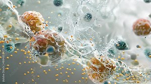 A microscopic view of autophagy in action with the cell actively breaking down and recycling components.