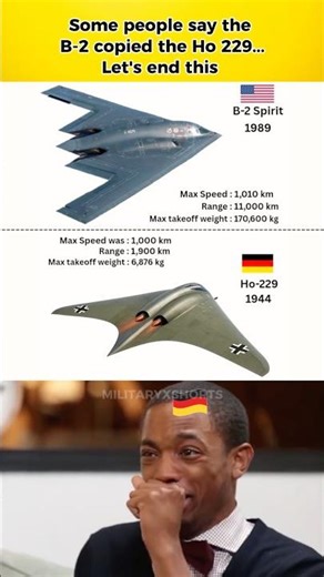 B-2 Spirit vs Ho-229✈️ | Stealth Bomber Comparison Across 40 Years #shorts