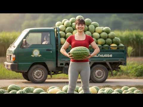 REWIND TIMELAPSE — Harvesting Tons of Big Watermelons | Truck Transport to Market Sell
