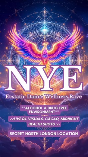 🌟 NEW YEAR’S EVE CELEBRATION 2025–2026 🌟 with Ecstatic Dance London A Sober Rave & Conscious Party | DECEMBER 31st: 9:30pm – 1:00am 🌟Sign up for 15% discount: https://ecstaticdancelondon.myflodesk.com/new-years-eve-celebration 🎫For more info and booking: https://www.eventbrite.co.uk/e/1968273191099?aff=oddtdtcreator 💫Step into 2026 with Clarity, Joy, and Connection! 🧘Join us for a truly unique New Year’s Eve experience, a drug- and alcohol-free celebration filled with amazing music, cacao 