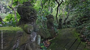 Statues in the Monkey Forest, Ubud, Bali, Indonesia.