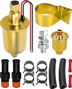 Upgraded 6 Volt Universal Electric Fuel Pump with Installation Kit, Fuel Pump Fit for Carbureted E8011 SP1124, 5-8 PSI 5/16 Inlet & Outlet Intank, Inline Type Electric Fuel Transfer Pump