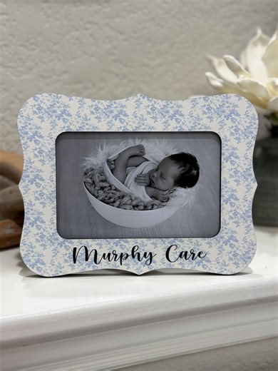 Personalized Blue Toile Baby Boy Picture Frame Gift Idea Cottagecore Nursery Decor Custom Baby Name Keepsake Baby Shower Gift - Etsy