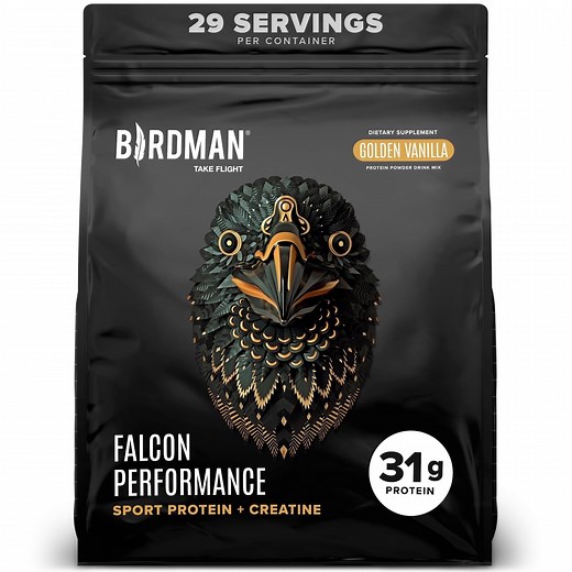 BIRDMAN Falcon Performance Vegan Protein Powder with Creatine, Vanilla Flavor, 29 Servings, 3lb
