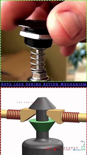 Auto lock spring action mechanic 3D content #design #solidworks #catia #creo #nx #autocad #3d #cad