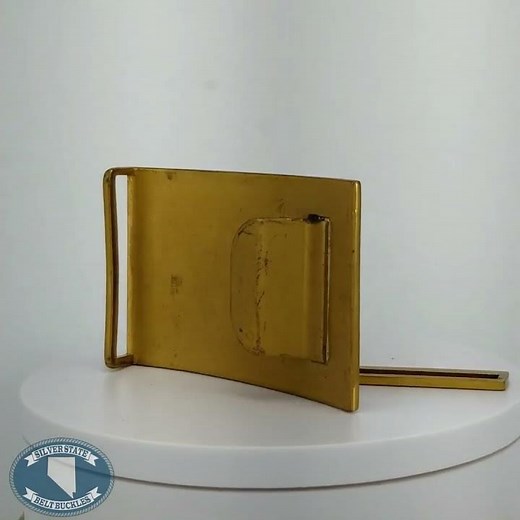 Vintage Gold Tone Rectangle Belt Buckle Set 3 Piece Curved Plaque Hardware