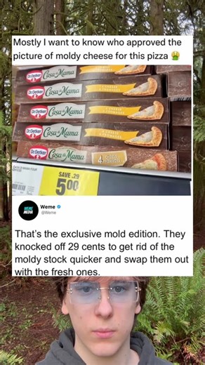 Mostly I want to know who approved the picture of moldy cheese for this pizza