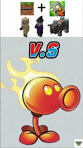 Fire Peashooter vs Minecraft Mobs🔥 #plantsvszombiesminecraft