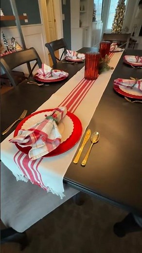 Red & Ivory Table Runner #hosting #tablerunner #entertaining #christmas #tablesetting #amazonhome