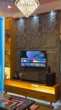 Latest Tv Cabinet Design with PU Stone Panels || New 2026 Tv Unit Design #tvpanel