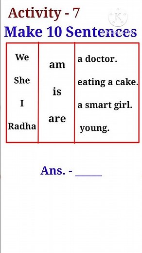 Activity - 7 Make 10 Sentences from given table #activity7 #makesentences #makeenglishsentences