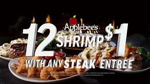 Applebee's $1 Dozen Double Crunch Shrimp TV Spot, 'Any Steak Entree' Song by Bachman-Turner Overdrive