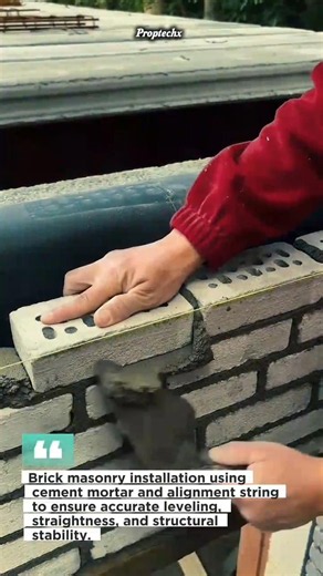 Perfect Brick Wall Alignment! Masonry String Line Technique #construction #masonry #brickwork