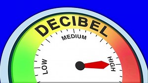 Decibel Level Text or Word Low and Medium to High Meter Concept Animation on Black Background and Blue Screen