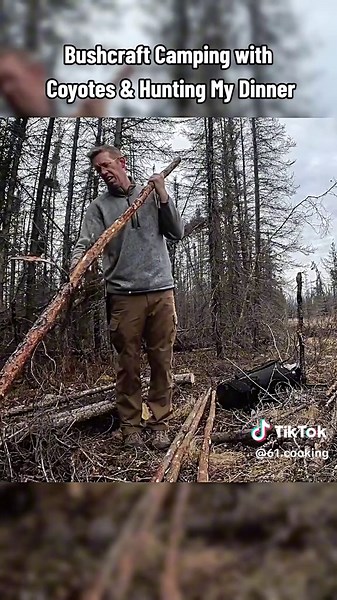 Bushcraft Camping with Coyotes & Hunting My Dinner #outdoor #outdoors #outdoorcooking #camp #camping #cook #cooking #survive #survival #alaska #bushcraft