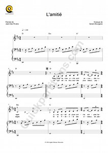 Partition piano L'amitié de Françoise Hardy