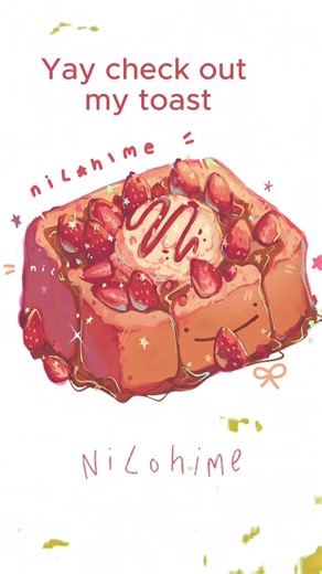 Japanese strawberry french toast drawing 🍞🍓