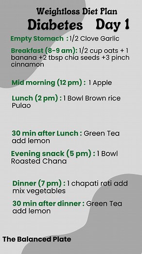 "Empowering Your Health: A Delicious and Nourishing Weight Loss Plan for Day 1 Diabetes Patients!" #weightloss #fitness #healthylifestyle #diet #health #fit #healthy #exercise #motivation #nutritioncoach #dietplan #healthyeating #nutrition #weightloss #eatclean #mealprep #healthyfood #cleaneating #thebalancedp #facebookreels #reels #shortvideos #entertainment #funnyvideos #viralvideos #trending #dance #music #creative #videooftheday | The Balanced Plate