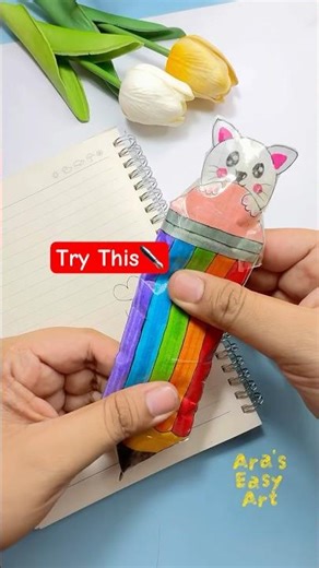 ✒️DIY Cute Cat Squishy Pen @ArasEasyArt #diy #squishy #pencil #viral #ytshorts
