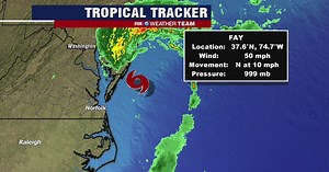 Tropical Storm Fay moves toward mid-Atlantic