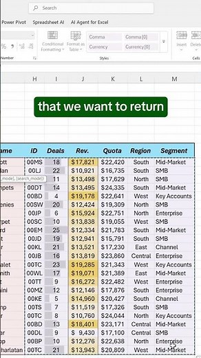 How to return multiple values in Excel using advanced Xlookup! #excel #xlookup #spreadsheet