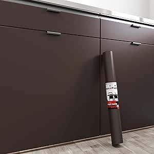 Decotalk Dark Brown Wallpaper 12 x120 inch Matte Solid Brown Self Adhesive Wallpaper Peel and Stick Brown Contact Paper Removable Wall Covering for Cabinets Drawers Shelves Bedroom Walls Desk Table