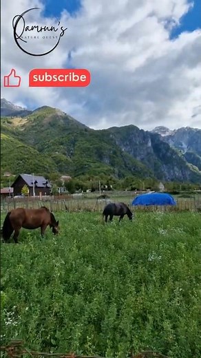 🌾Albania's simple village life - horses, fresh air, and mountain views! #VillageVlog #NatureWalk