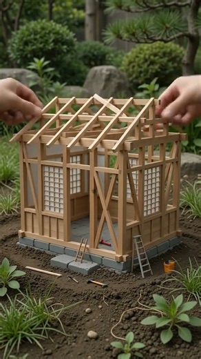 DIY Miniature Japanese Tea House Construction | Satisfying Tiny House Building Timelapse (8K Macro)