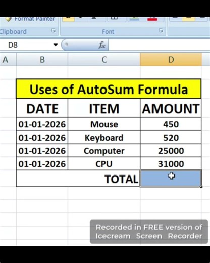 Auto Sum Shortcut Key
