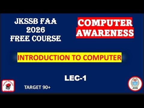Introduction to Computer || Lec-1 || Computer || JKSSB FAA 2026 #faa #jkssbfaa