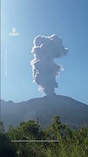 Indonesia’s Mount Merapi volcano erupts, spewing ash into the sky | AJ #shorts