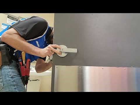 Installation of a Yale privacy function lever lock in about 3 minutes on a bathroom