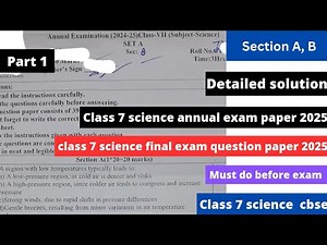 class 7 science final exam question paper 2025 | class 7 science annual exam paper 2025 | Cbse