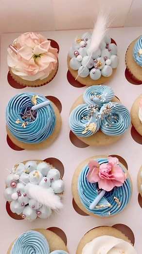 Delicious Periwinkle Cupcakes with Buttercream Piping