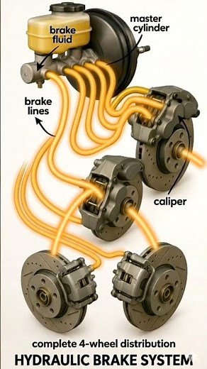 HYDRAULIC BRAKE SYSTEM Explained | How Car Brakes Work Step by Step 🚗🔧#HydraulicBrakeSystem