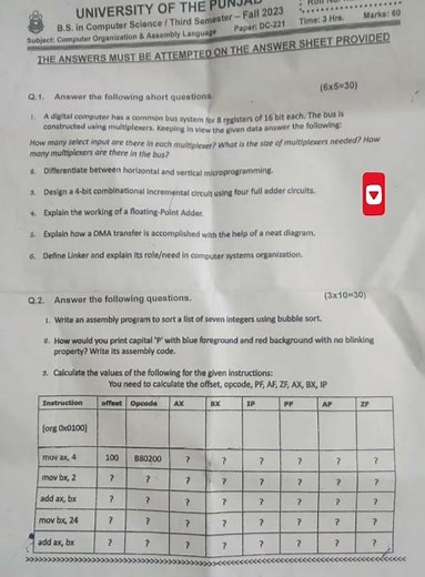 DC-221 | Computer organization and Assembly Language Fall 2023