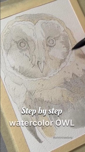 Watercolor Owl Painting | Step-by-Step Art | Easy & Relaxing Art Tutorial #owlpainting #shorts