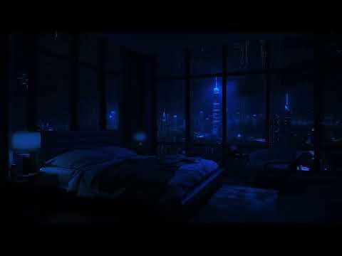 Midnight Rain Symphony: Relax in the Dark Bedroom - Cityscape Rain Soundscape