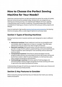How to Choose the Perfect Sewing Machine? - SlideServe
