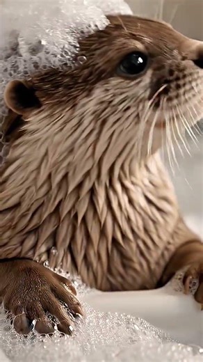 Baby otter lagi mandi #cute #otter #art #cuteanimals #baby #diy #animals #illustration #funny