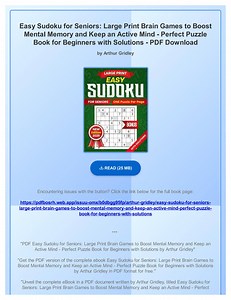 PDF Easy Sudoku for Seniors: Large Print Brain Games to Boost Mental Memory and Keep an Active Mind
