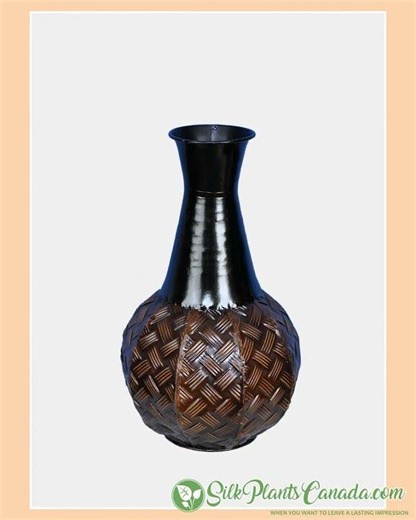 13 inch Metal Vase with Decorative Latticework Design