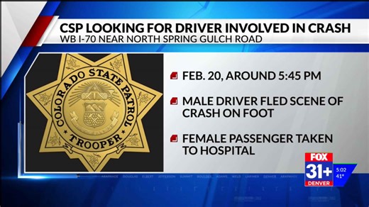 Driver sought after allegedly fleeing single-vehicle crash on I-70