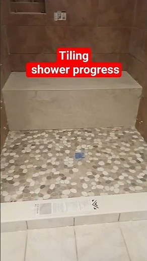 Tiling walls and curb progress | Schluter Shower System Installation | Mud Pan Replacement