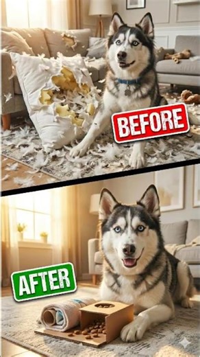 Does your Husky destroy things? TRY THIS! 💡 DIY Enrichment #doghacks #americanpets #husky